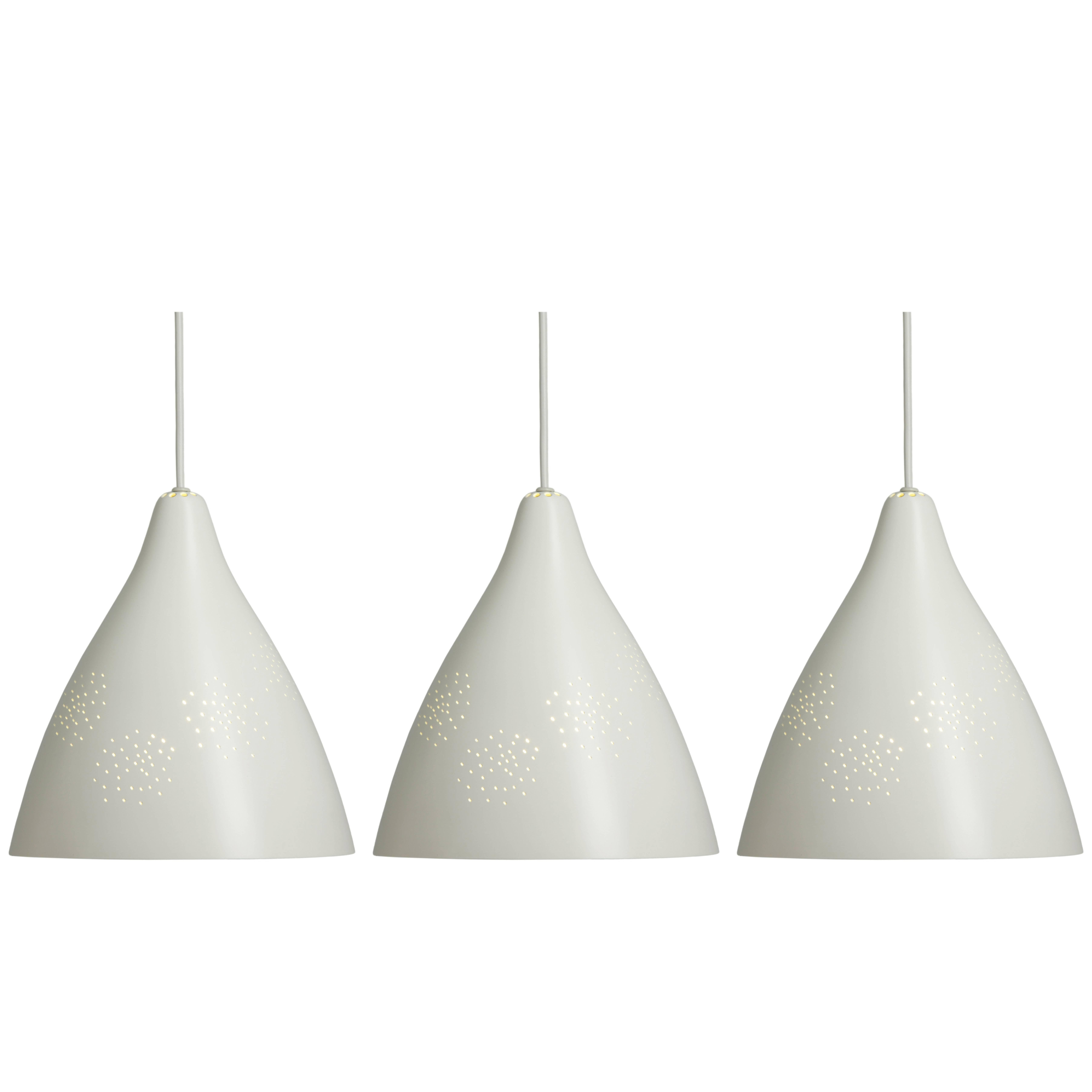 Contemporary Lisa Johansson-Pape White '270' Perforated Metal Pendants For Sale