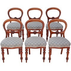Antique Quality Set of Six Victorian circa 1870 Mahogany Balloon Back Dining Chairs