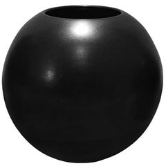 Small Round Black Luster Ceramic Vase by Sandi Fellman
