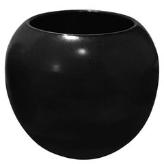 Small Curved Black Luster Ceramic Vase by Sandi Fellman