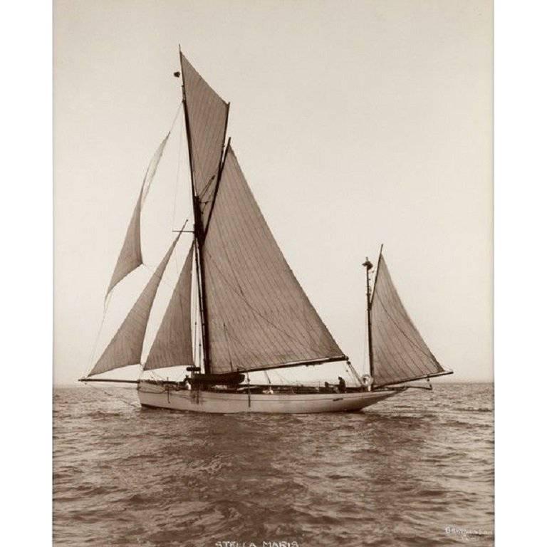 Early Silver Gelatin Photographic Print by Beken of Cowes, Yawl Stella Maris For Sale