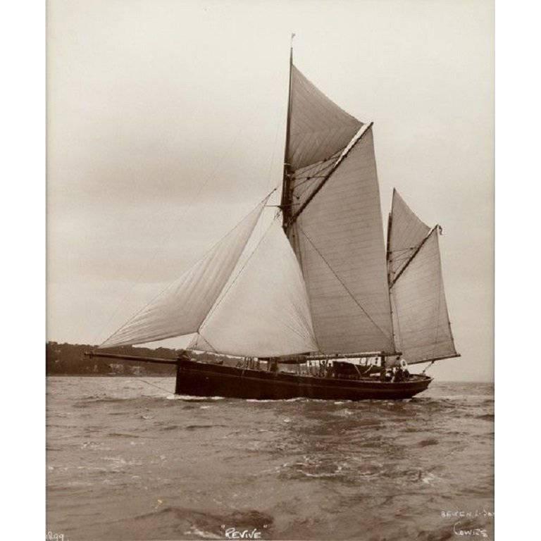 Early Silver Gelatin Photographic Print by Beken of Cowes, Yacht Revive For Sale