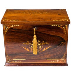 Antique Victorian Black Walnut and Mahogany Writing Stationery Box, circa 1860