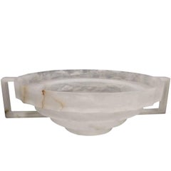 Alabaster Stepped Bowl with Handles, Italy, Contemporary