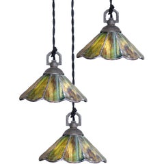 Antique Mini Leaded Glass Pendants