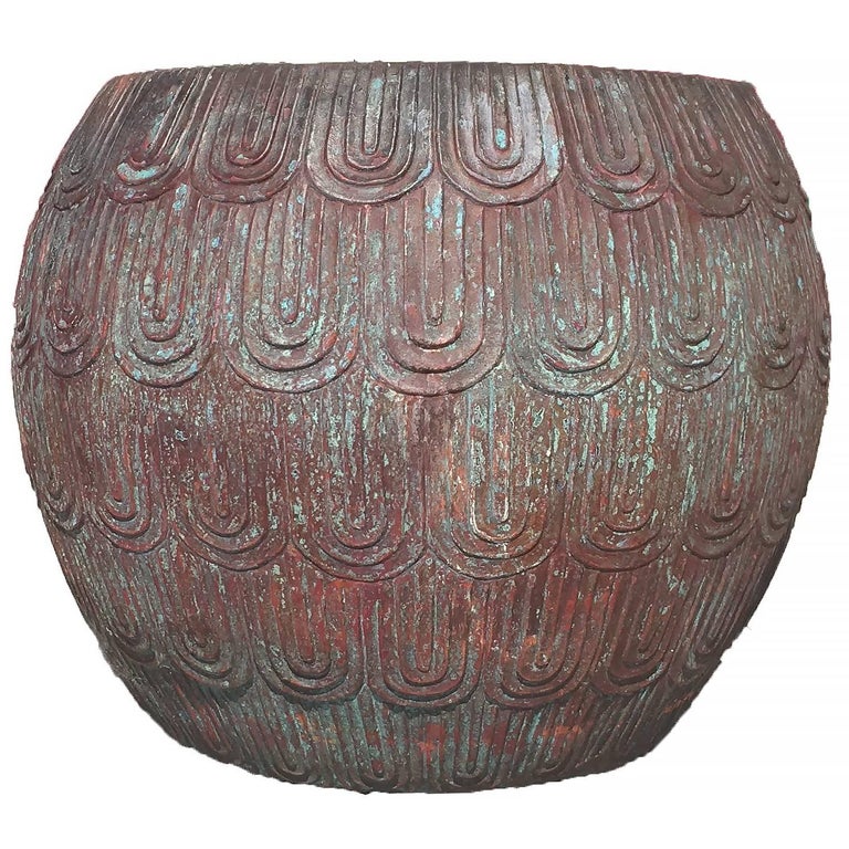 Burtalist "Fish Scale" Inspired Low Drum Stool by Robert Kuo, at 1stDibs