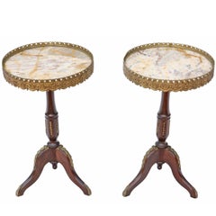 Antique Pair of Georgian Regency Revival Beech and Marble Wine Tables Side