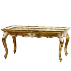 Antique 19th Century Venetian Rococo Hand-Painted and Giltwood Table