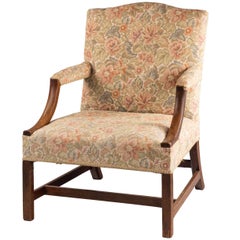 George III Period Mahogany Gainsborough Armchair with Strong Square Supports