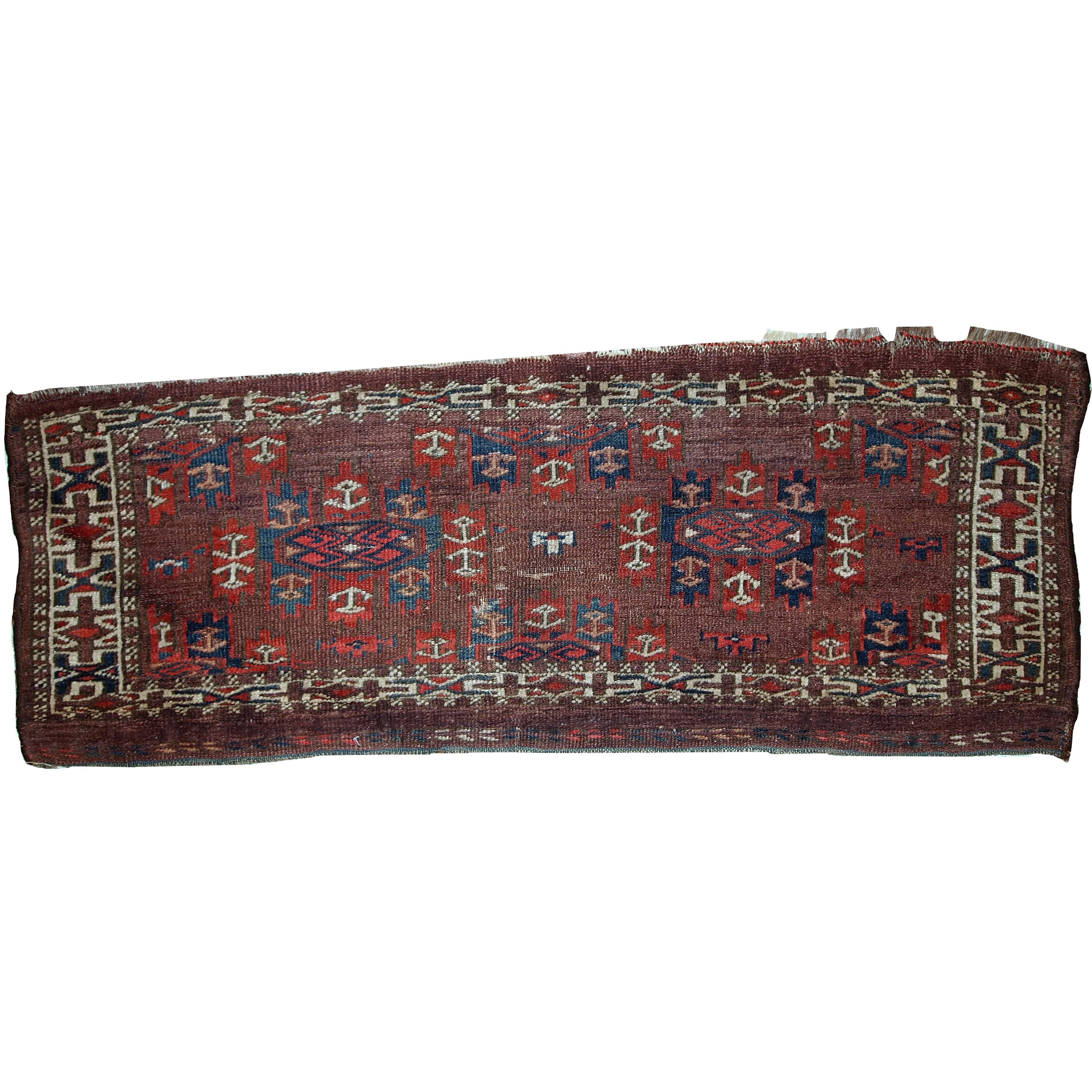 Handmade Antique Collectible Turkmen Yomud Torba, 1880s, 1C09