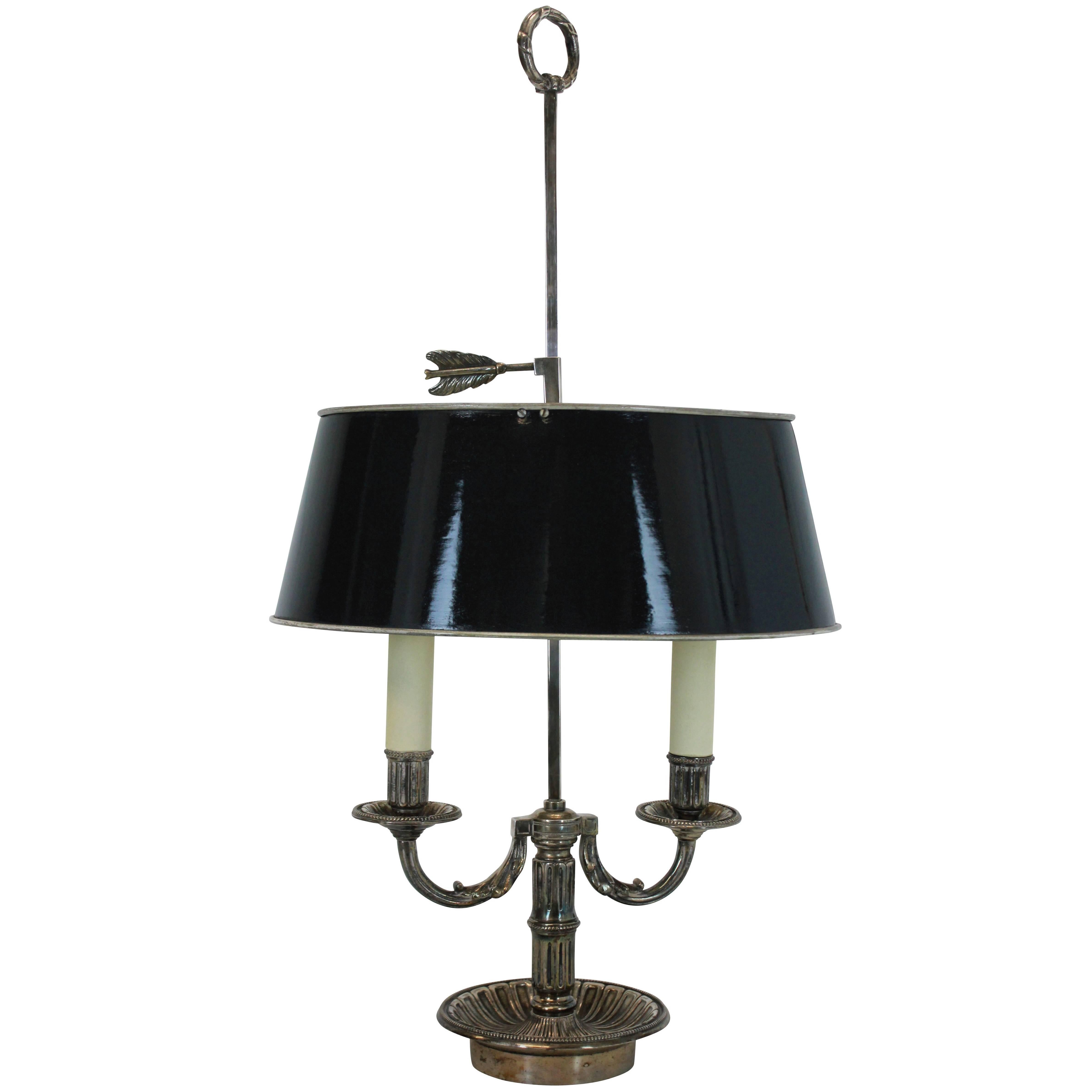 French Silver Plated Bouillotte Lamp