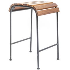Slatted Wood and Metal Stool