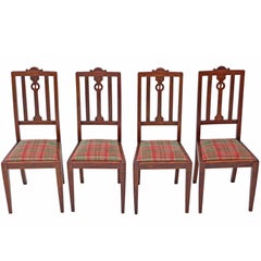 Antique Quality Set of Four Art Nouveau Oak Dining Chairs