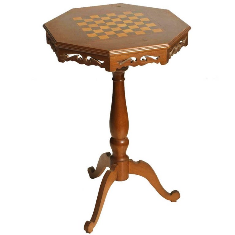 Mid20th Century Neoclassical Small Game Table Chess in Walnut