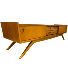 Retro Danish Compact Low Teak Sideboard Storage Unit