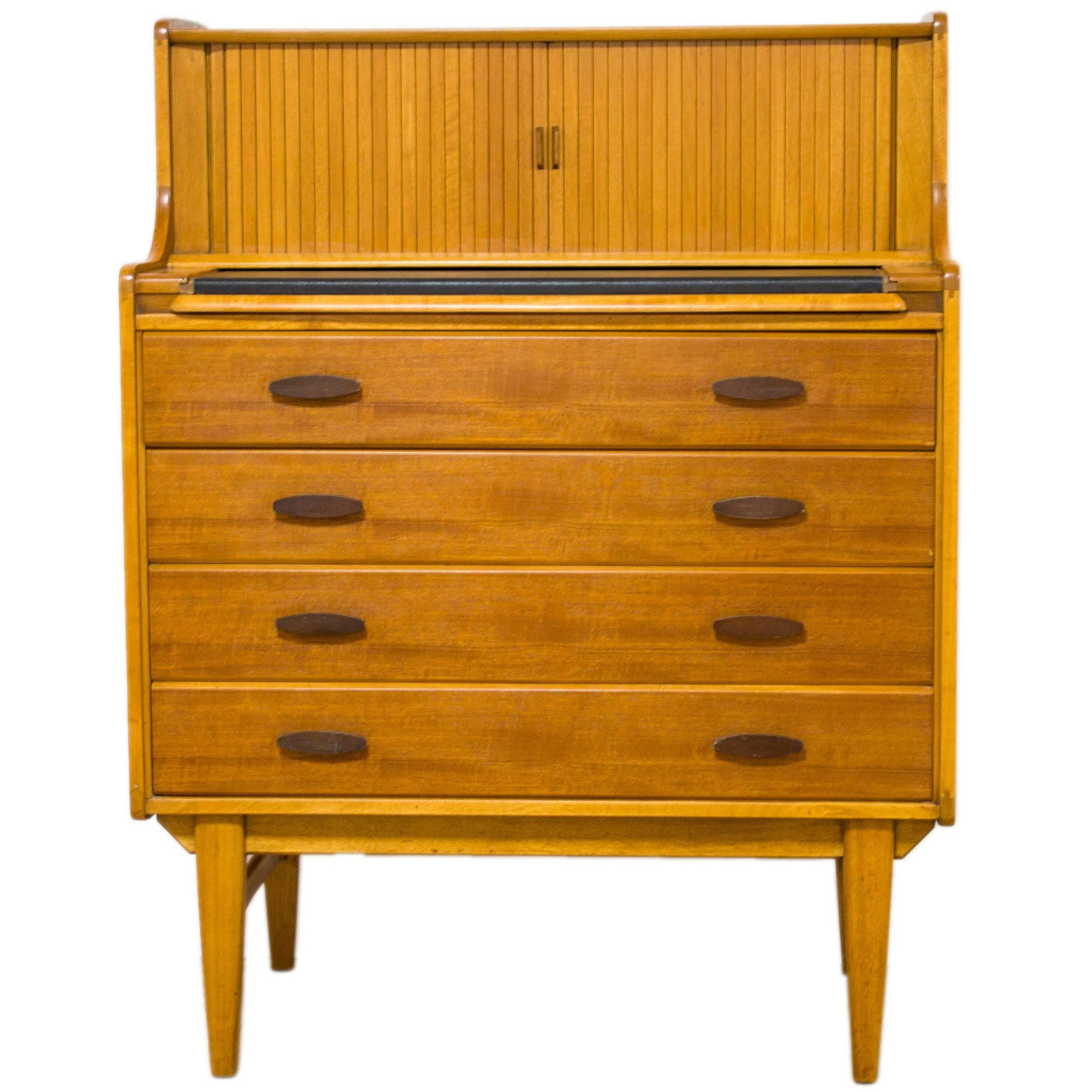 Danish Teak Bureau Desk Bookshelf Retro, Midcentury For Sale