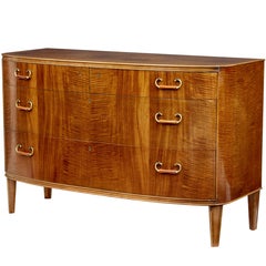 20th Century 1950s Bodafors Bowfront Mahogany Chest of Drawers