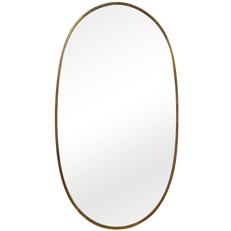 Italian Oval Brass Mirror at 1stDibs