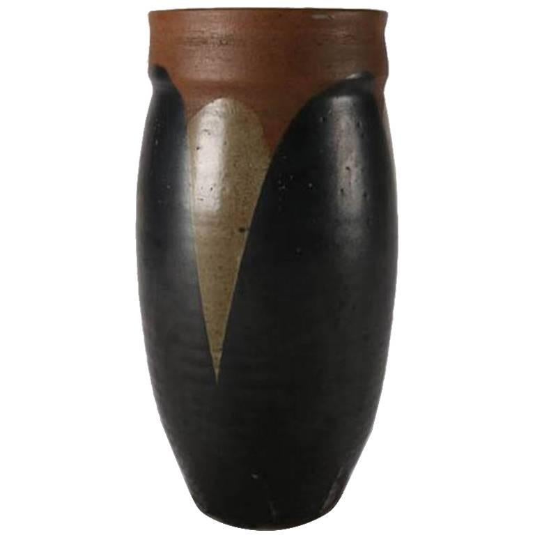 Mid-Century Modern Hand-Thrown Studio Pottery Tall Vase