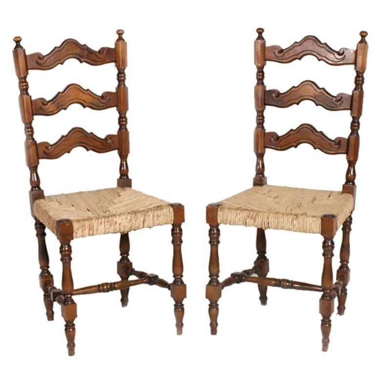 19th Century Renaissance Pair Florence Sides Chairs , Dini & Puccini Attributed For Sale