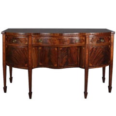 Hepplewhite Flame Mahogany with Bronze Inlaid & Banded Sideboard, 19th Century