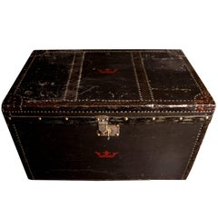 Black Leatherette Coaching Trunk of Great Style and Character, England