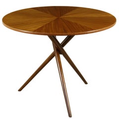 Table Mahogany Veneer Beech Legs Vintage, Italy, 1950s