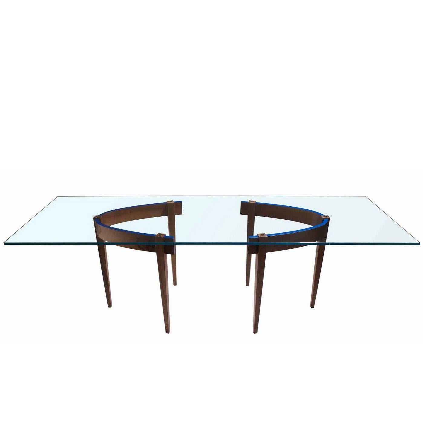 "The Round Table A3" Glass Top Rectangular Table by R. Gilad, Adele-C
