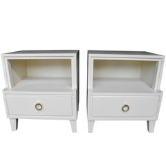 Vintage Pair of Mid-Century Modern Nightstands in Linen White by Conant Ball