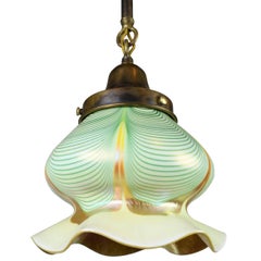 Pulled Feather Steuben Shade on Pendant
