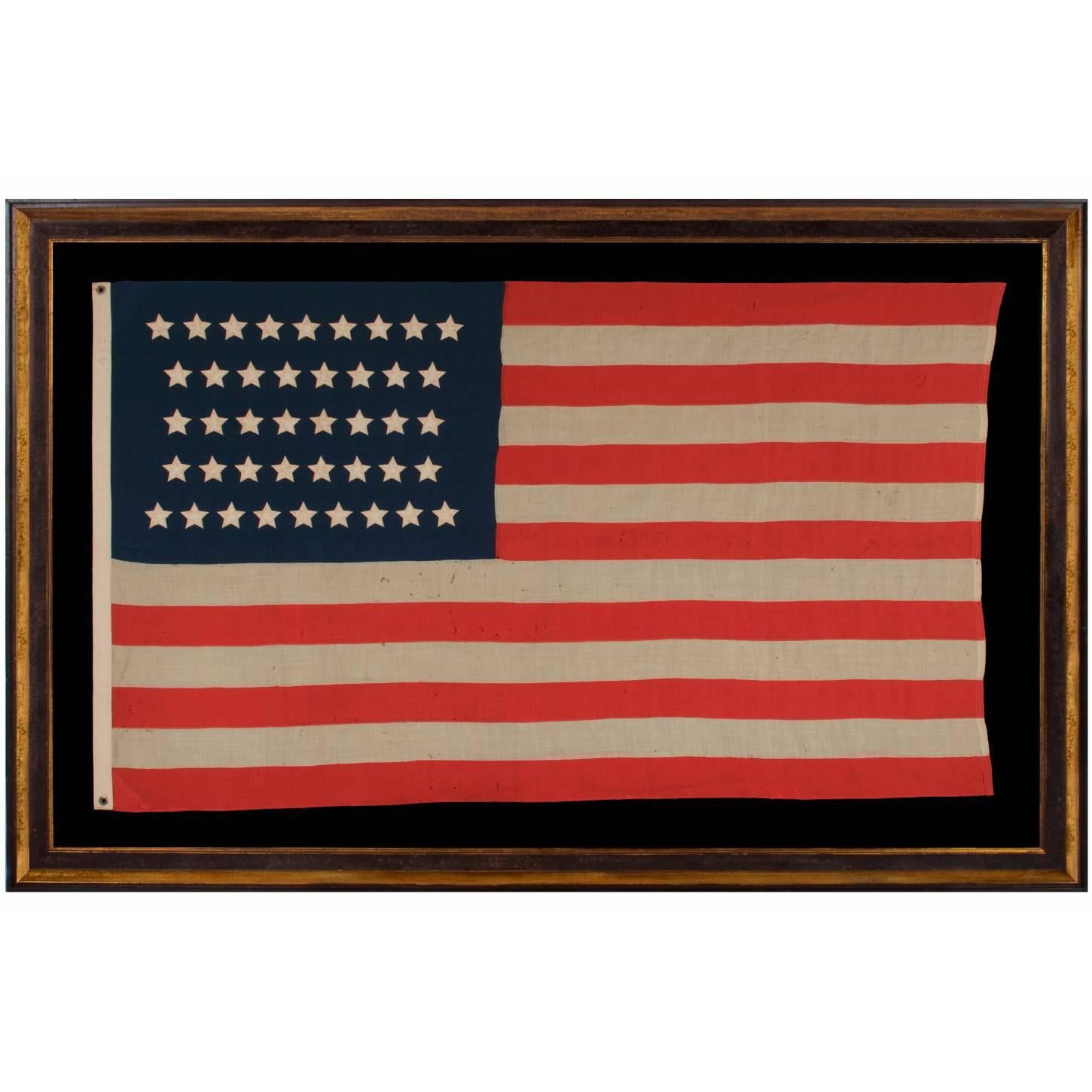 42 Stars in an Hourglass Pattern on an Antique American Flag