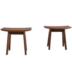 Pair of Oak Stools by Guillerme et Chambron, France, circa 1956