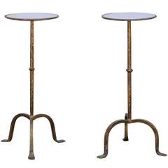 Vintage Gilt Wrought-Iron Drinks Table with Round Mirrored Top, circa 1960