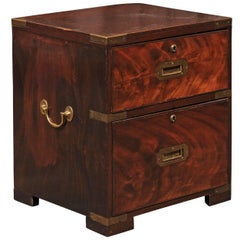 English Campaign Flaming Mahogany Box with Brass Fittings from the 1870s