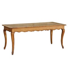 1850s French Louis XV Style Elmwood Dining Room Table with Cabriole Legs