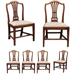 Antique George III Set of Eight English Shield Back Mahogany Dining Chairs