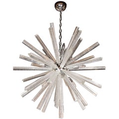 Murano Glass Triedre Chrome Sputnik Chandelier with 24-Carat White Gold Flecks