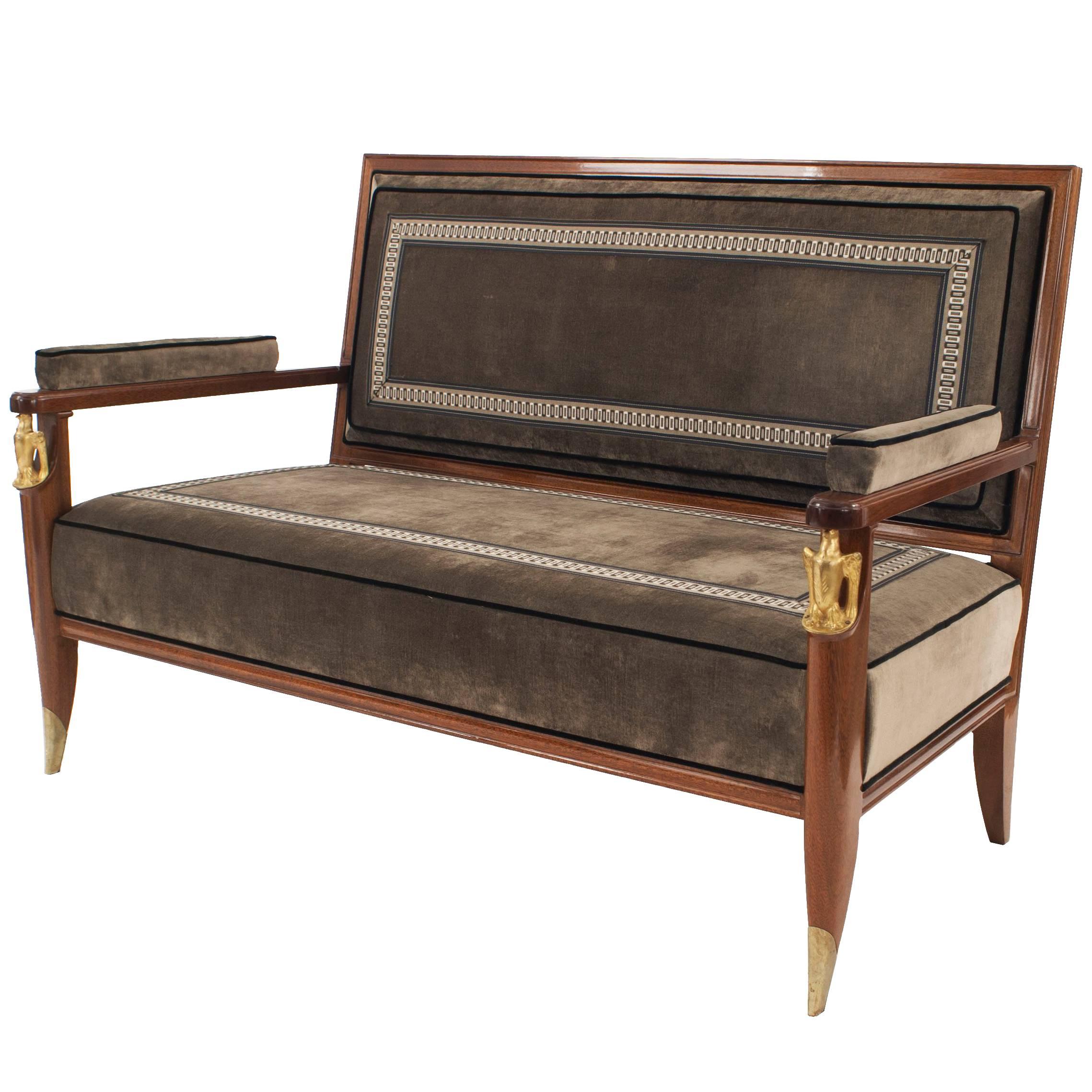 French Mid-Century Settee, by Jean Pascaud & Vadim Androusov