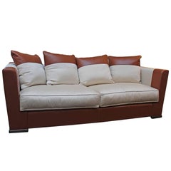 Sofa "Dolcevita" by Italian Manufacturer Promemoria in Leather and Fabric
