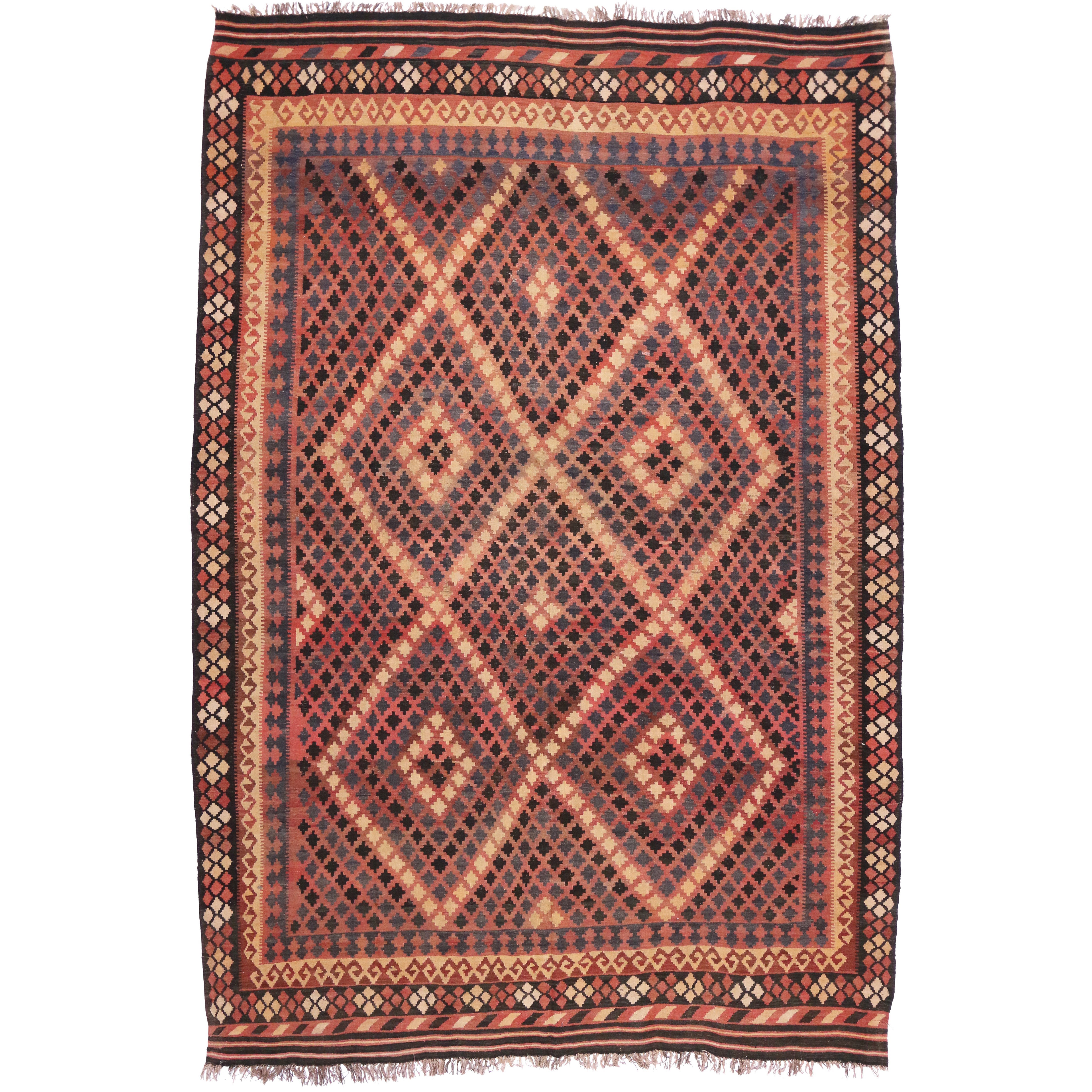 Vintage Afghan Ghalmouri Maimana Kilim Rug with Pacific Northwest ...