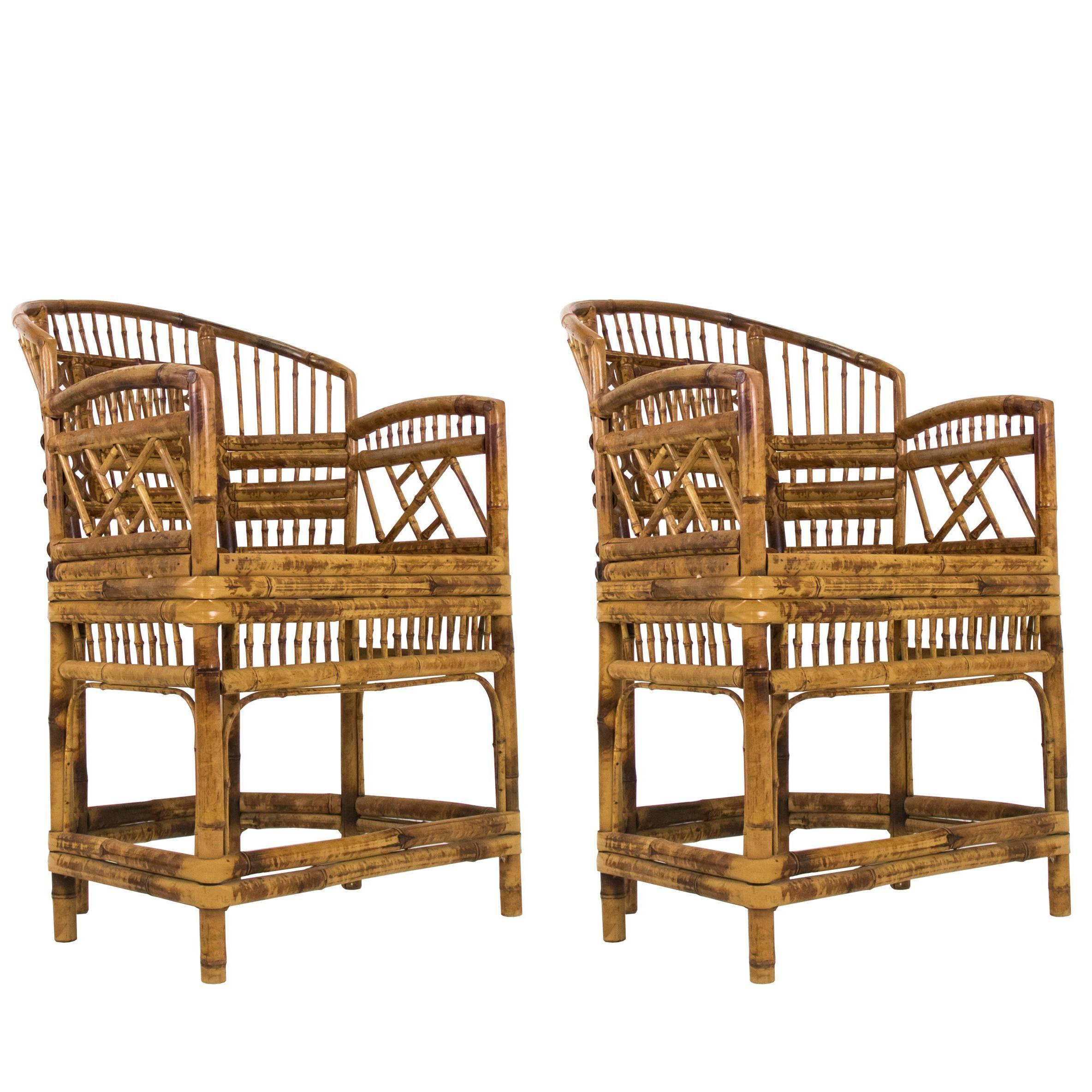 Pair of Woven Rattan Armchairs by Miller Fong at 1stdibs