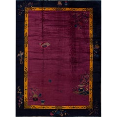 Antique Purple Chinese Deco Wool Rug 11 Ft 3 In X 15 Ft 4 In.