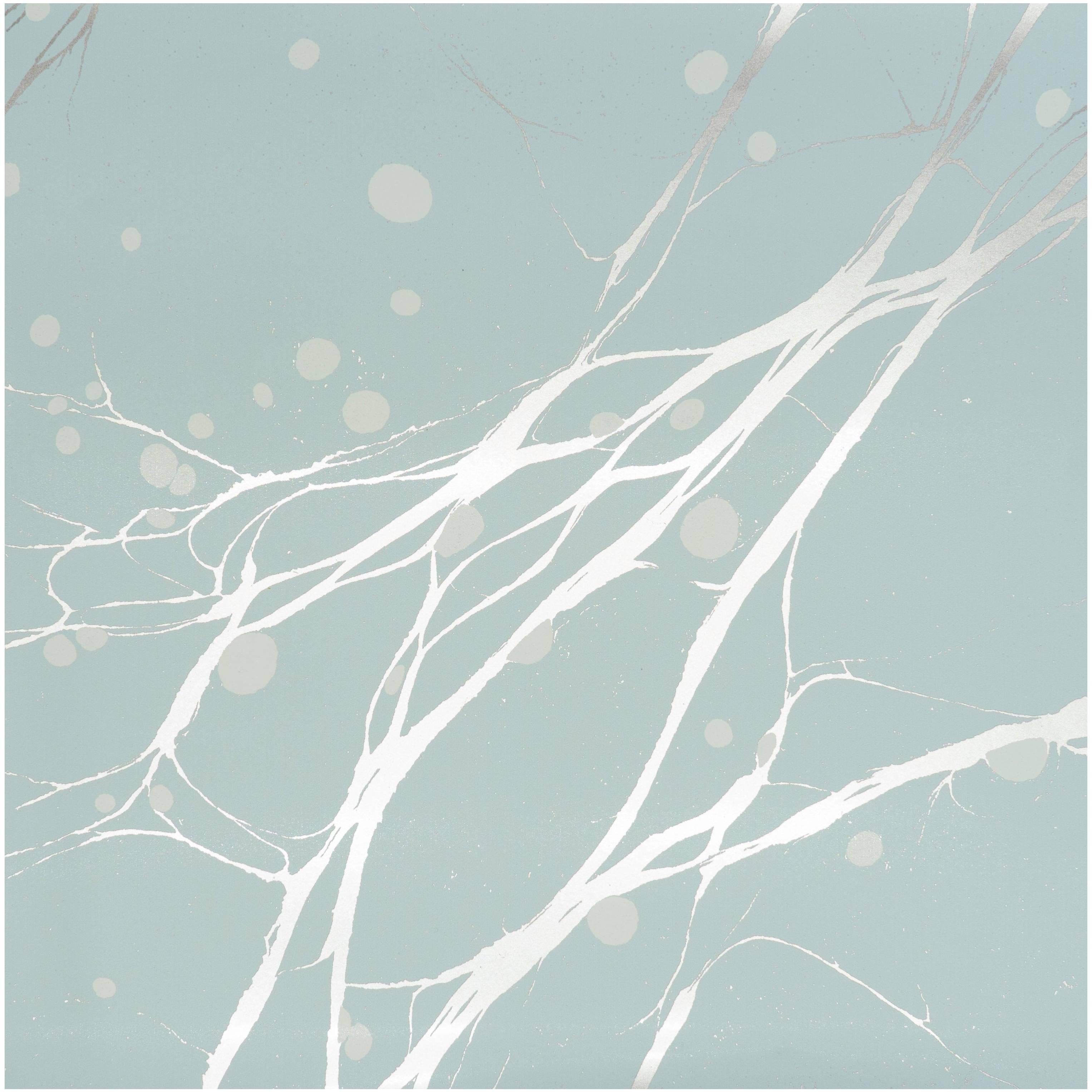 Willow Tundra Wallpaper or Wall Mural in Turquoise and Metallic, Per Sq. Ft. For Sale