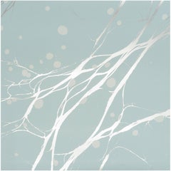 Willow Tundra Wallpaper or Wall Mural in Turquoise and Metallic, Per Sq. Ft.