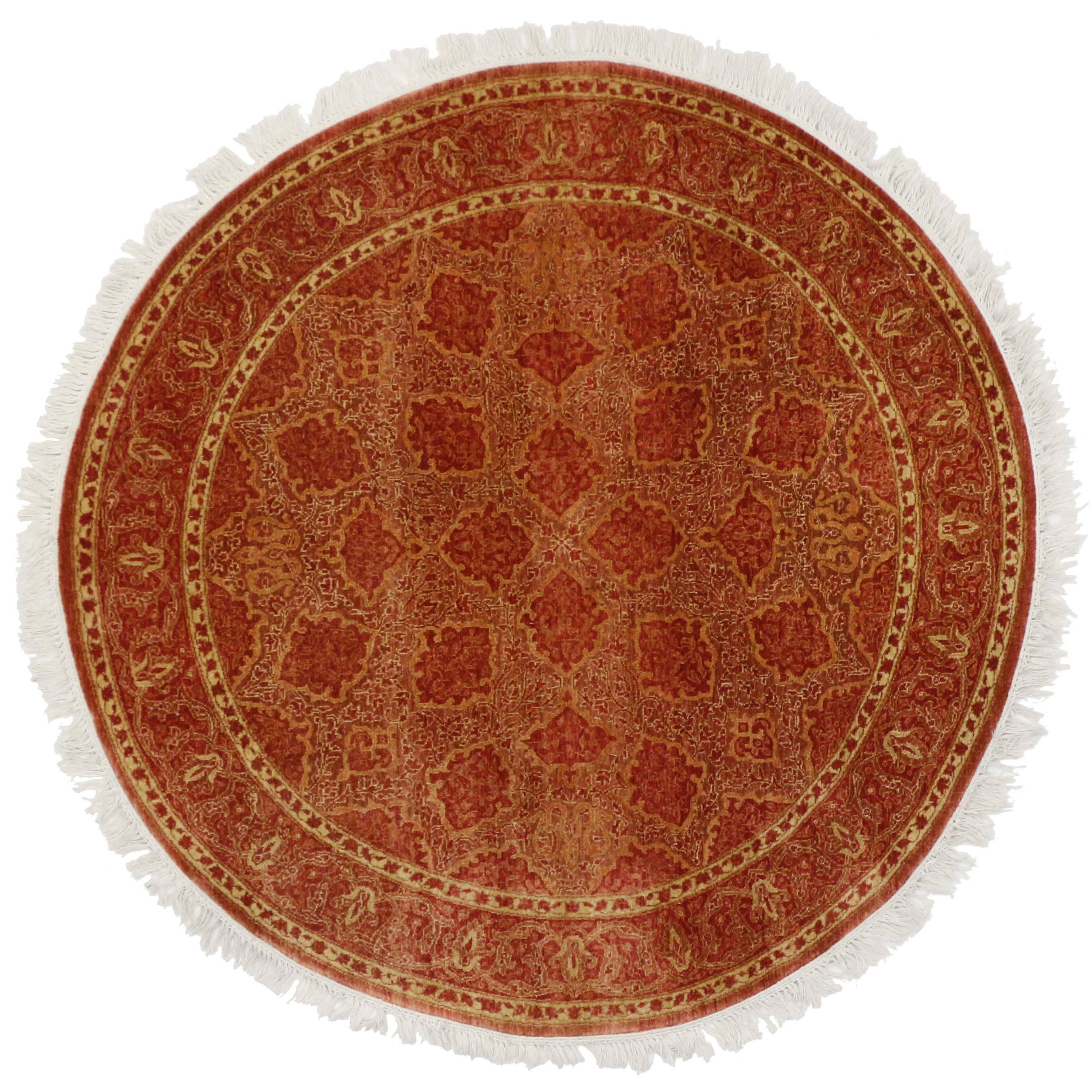 Modern Indian Rug with Floral Pattern and Transitional Style, Round Rug