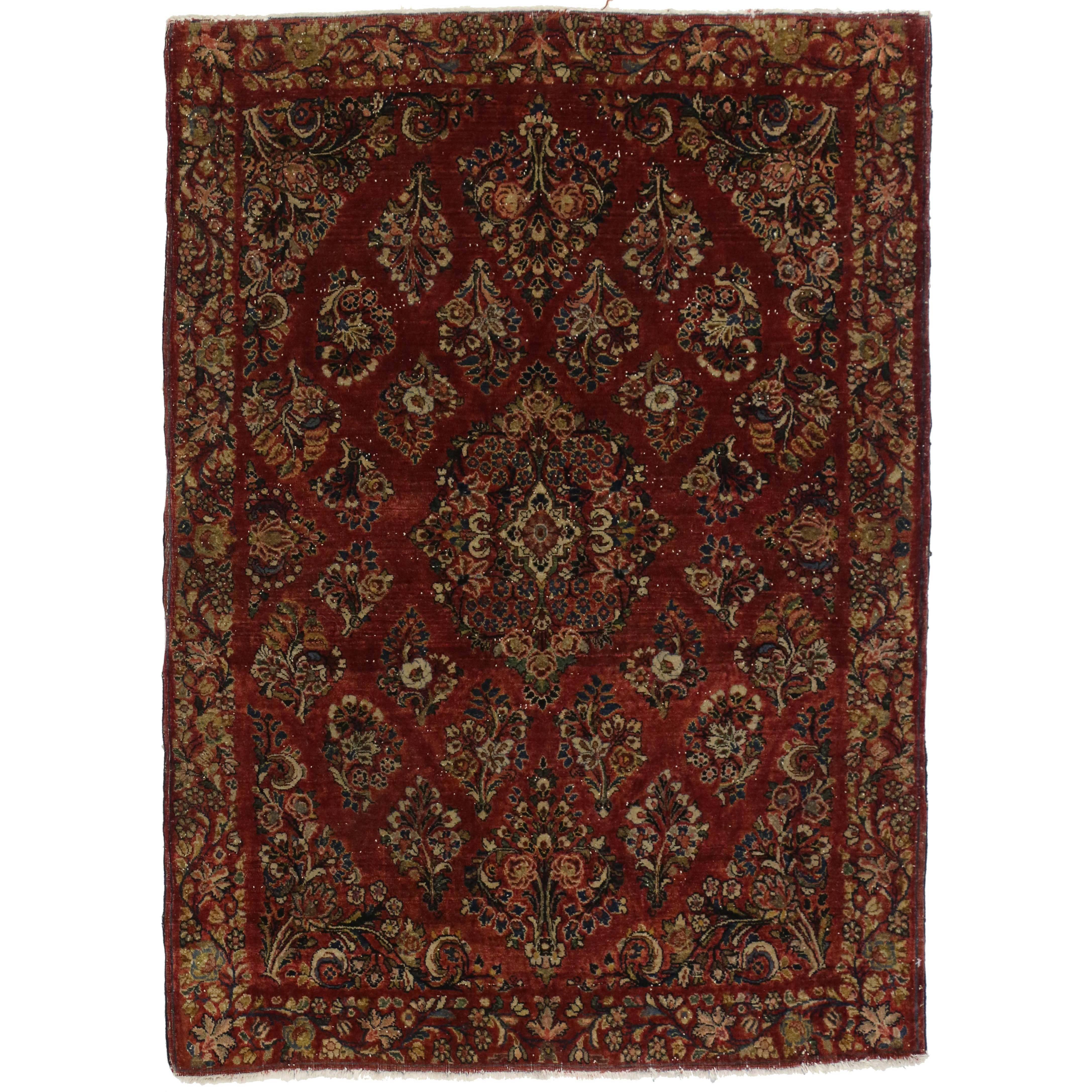 Antique Sarouk Persian Rug with Old World Victorian Style