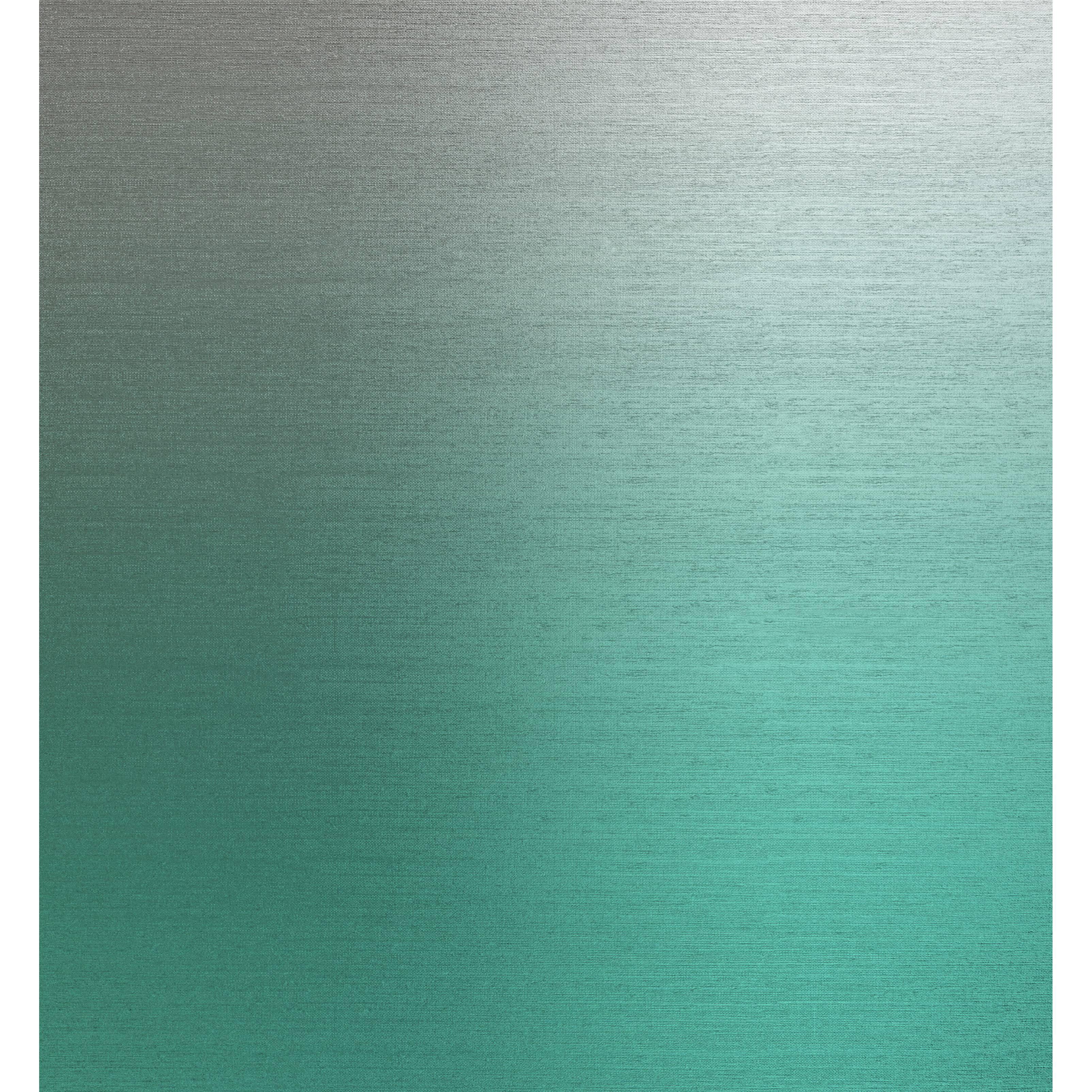 Brasscloth Jade Wallpaper in Green and Textured Silver Metallic, Per Sq. Ft. For Sale