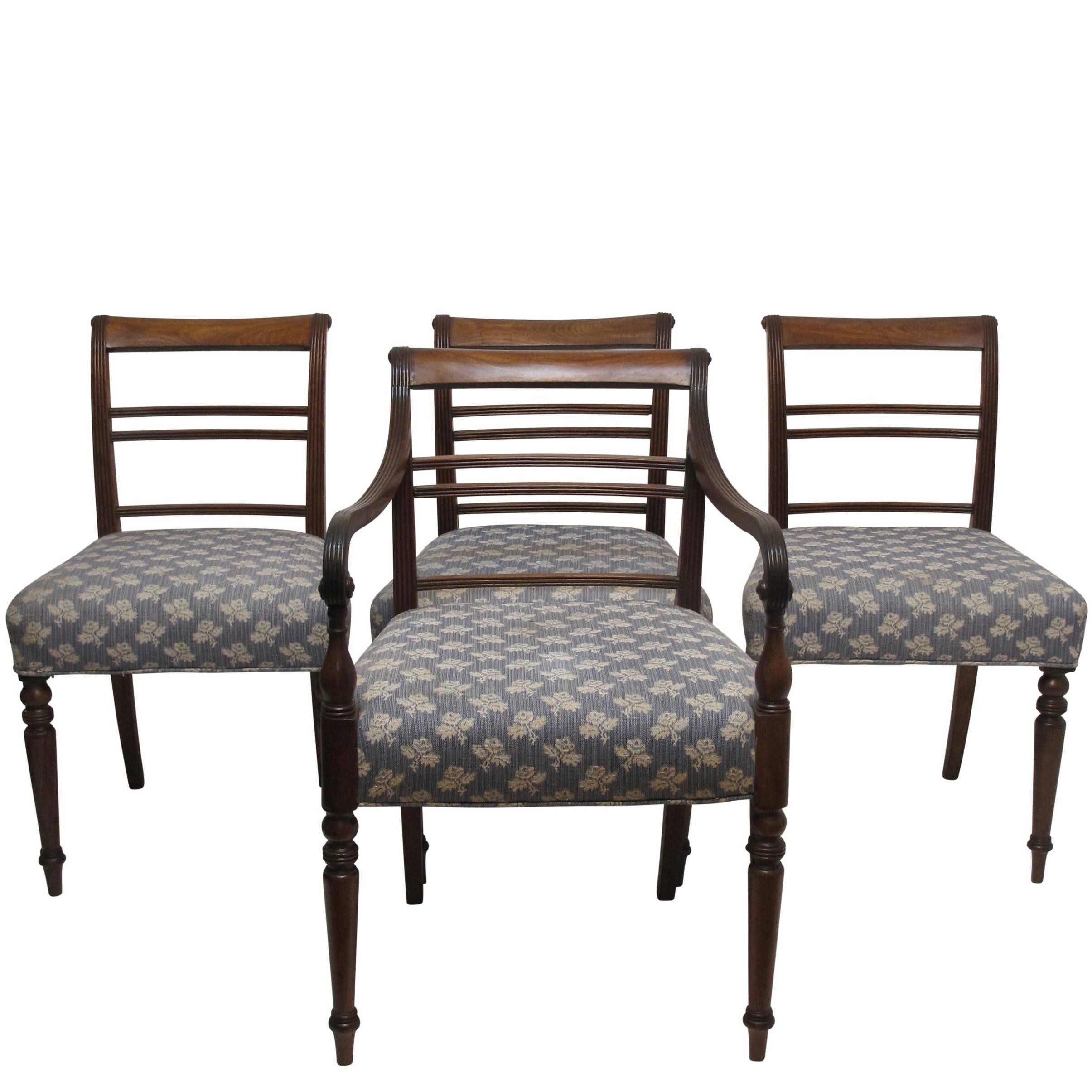 Set of Eight Regency Period Walnut Dining Chairs
