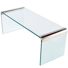 Pace Collection Chrome and Glass Waterfall Coffee Table by Leon Rosen