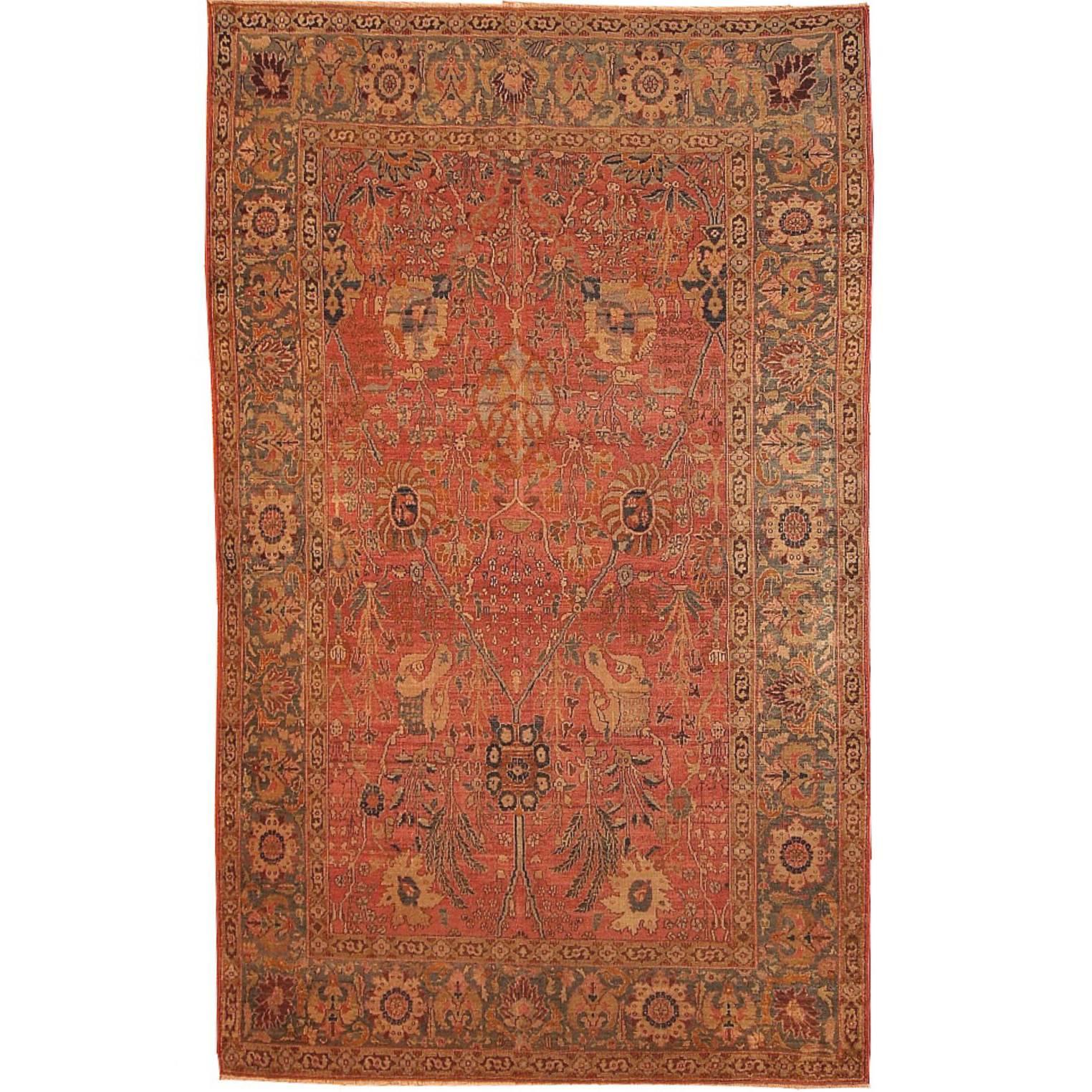 Handmade Antique Indian Loristan Oriental Rug, 1880s, 1B143 For Sale